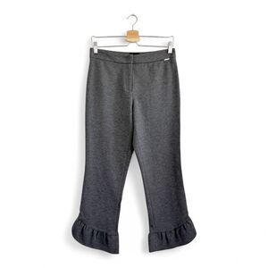 Liu Jo Grey Ponte Knit Ruffle Hem Crop Pants Size EU 42 Medium
